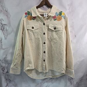Disney Shirt Jacket Womens XL Corduoy Button Up Embroidered Coco Pixar Skull
